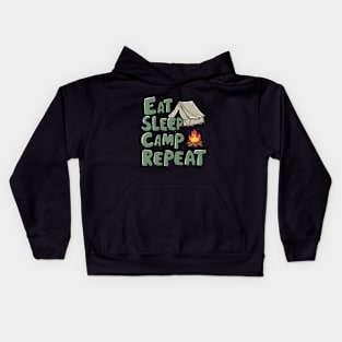 Eat Sleep Camp Repeat. Funny Camping Kids Hoodie